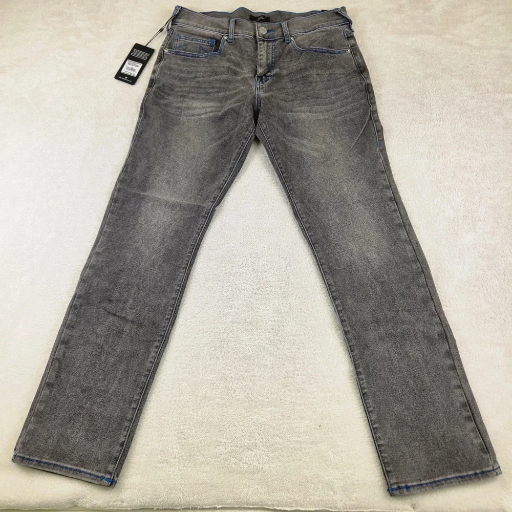 True Religion Geno Relaxed Slim Jeans Gry Phantom Wash 700985 Mens 31 Blu Stitch